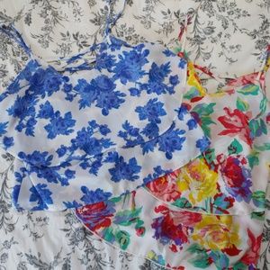 Floral tanks (2) with back laced detail